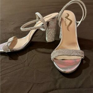 Elegant Silver Strappy Heels